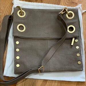 Hammitt Montana- Brown and Gold Crossbody Bag with Leather Finish